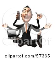 Royalty Free RF Clipart Illustration Of A Yalty Free RF Clipart Illustration Of A 3d Asian Businessman Character Multi Tasking Version 2