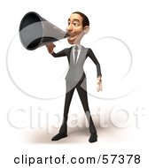 Royalty Free RF Clipart Illustration Of A 3d White Corporate Businessman Character Using A Megaphone Version 1