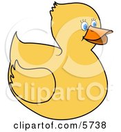Happy Yellow Duckling With Blue Eyes Clipart Illustration