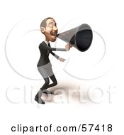 Royalty Free RF Clipart Illustration Of A 3d White Corporate Businessman Character Using A Megaphone Version 2