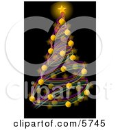 Decorated Christmas Tree With A Bright Gold Star And Balls