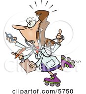 Female Doctor With 4 Arms Multi Tasking Clipart Illustration by toonaday #COLLC5750-0008