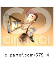 Royalty Free RF Clipart Illustration Of A 3d News Boy Character Announcing News Through A Megaphone Version 4