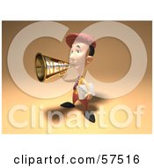 Royalty Free RF Clipart Illustration Of A 3d News Boy Character Announcing News Through A Megaphone Version 2