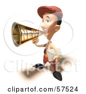 Royalty Free RF Clipart Illustration Of A 3d News Boy Character Announcing News Through A Megaphone Version 6