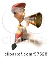 Royalty Free RF Clipart Illustration Of A 3d News Boy Character Announcing News Through A Megaphone Version 5