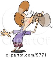 Woman Hyperventilating And Breathing Into A Bag Clipart Illustration