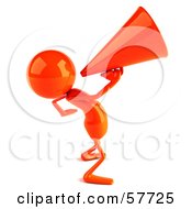 3d Orange Bob Character Using A Megaphone