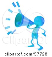 Royalty Free RF Clipart Illustration Of A 3d Blue Bob Character Using A Megaphone Version 1