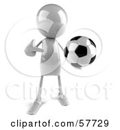3d White Bob Character Playing Soccer - Version 1