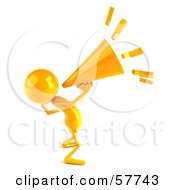 Royalty Free RF Clipart Illustration Of A 3d Yellow Bob Character Using A Megaphone Version 2