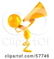 Royalty Free RF Clipart Illustration Of A 3d Yellow Bob Character Using A Megaphone Version 5