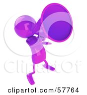 Royalty Free RF Clipart Illustration Of A 3d Purple Bob Character Using A Megaphone