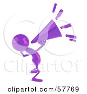 Royalty Free RF Clipart Illustration Of A 3d Purple Bob Character Yelling Through A Megaphone