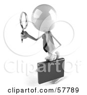 Royalty Free RF Clipart Illustration Of A 3d White Bob Character Using A Magnifying Glass Version 2