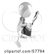 Royalty Free RF Clipart Illustration Of A 3d White Bob Character Using A Magnifying Glass Version 3