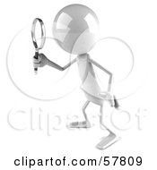 Royalty Free RF Clipart Illustration Of A 3d White Bob Character Using A Magnifying Glass Version 6