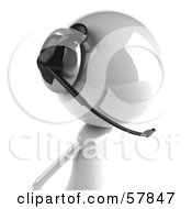 Royalty Free RF Clipart Illustration Of A 3d White Bob Character Wearing A Headset Version 2 by Julos
