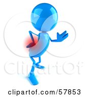 3d Blue Bob Character With Lower Back Pain - Version 2
