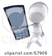 3d White Bob Character Holding A Cell Phone - Version 2