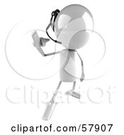 Royalty Free RF Clipart Illustration Of A 3d White Bob Character Wearing A Headset Version 1 by Julos