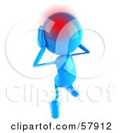 3d Blue Bob Character With A Migraine