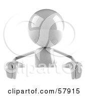 Royalty Free RF Clipart Illustration Of A 3d White Bob Character Standing Behind A Blank Sign by Julos