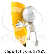 3d White Bob Character Holding A Large Pencil - Version 6
