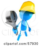 Royalty Free RF Clipart Illustration Of A 3d Blue Bob Builder Character Holding A Wrench Version 3 by Julos