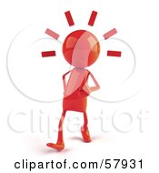 Royalty Free RF Clipart Illustration Of A 3d Red Bob Character Walking by Julos