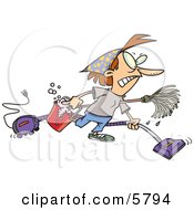 Woman Wearing Herself Out While Doing Spring Cleaning Clipart Illustration by toonaday #COLLC5794-0008