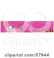 Poster, Art Print Of Pink Happy Mothers Day Greeting Banner With A Mom And Family