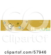 Royalty Free RF Clipart Illustration Of A Yellow Happy Fathers Day Greeting Banner With A Dad And Family