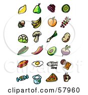 Poster, Art Print Of Digital Collage Of Fruit Veggies Fast Food And Drinks