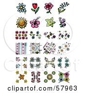 Poster, Art Print Of Digital Collage Of Colorful Flowers And Designs