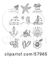 Royalty Free RF Clipart Illustration Of A Digital Collage Of Travel And Beach Scenes And Items by NL shop