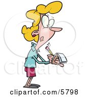 Blond Woman Taking Notes Clipart Illustration