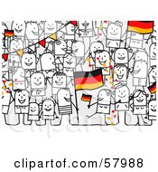Crowd Of Stick People Characters With A German Flag