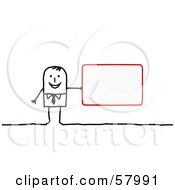 Poster, Art Print Of Stick People Character Holding A Blank Red Sign