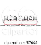 Royalty Free RF Clipart Illustration Of Stick People Characters Looking Over A Blank Red Sign by NL shop