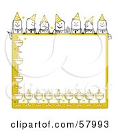 Poster, Art Print Of Stick People Characters Looking Over A Blank Yellow Party Sign