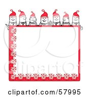 Poster, Art Print Of Stick People Characters Looking Over A Blank Red Christmas Sign
