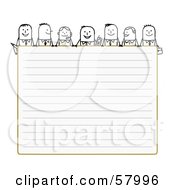 Stick People Characters Looking Over Blank Lined Paper