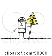 Poster, Art Print Of Stick People Character Officer Holding A Danger Sign At A Crime Scene