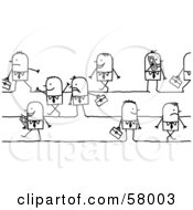 Stick People Character Guys Carrying Briefcases And Using Cell Phones by NL shop