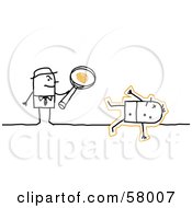 Royalty Free RF Clipart Illustration Of A Stick People Character Investigator Inspecting A Murder Scene by NL shop