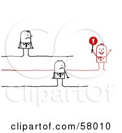 Poster, Art Print Of Two Grumpy Stick People Characters Watching A Successful Associate
