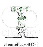 Poster, Art Print Of Stick People Character Carrying A Grocery Bag On Top Of Her Head Calculating Her Cost