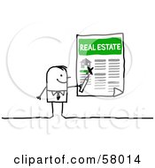 Poster, Art Print Of Stick People Character Highlighting A Home For Sale