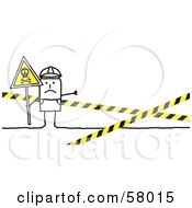 Royalty Free RF Clipart Illustration Of A Stick People Character Officer Blocking Off A Crime Scene by NL shop